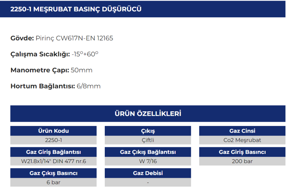 MEŞRUBAT BASINÇ DÜŞÜRÜCÜ ÇİFTLİ 2250-1