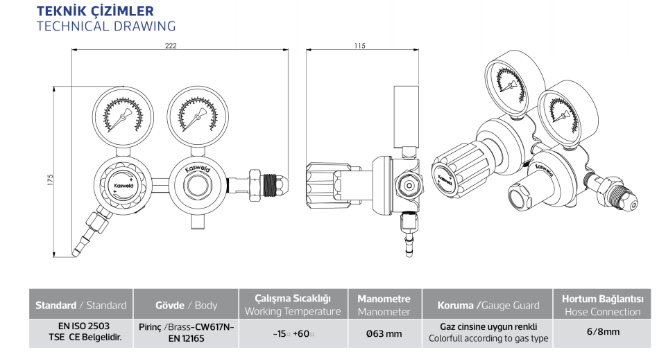 OKSİJEN-ÇİFT KADEMELİ BASINÇ DÜŞÜRÜCÜ 7021