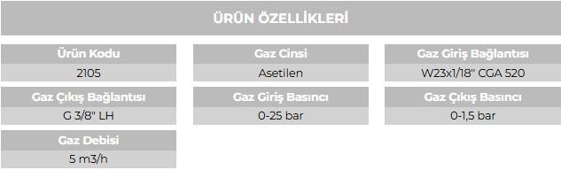 2105 ASETİLEN BASINÇ DÜŞÜRÜCÜ